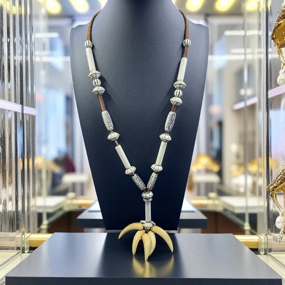 Handmade Tribal Claw Necklace Primitive Western Rustic Bone Cowboycore - Picture 1 of 9